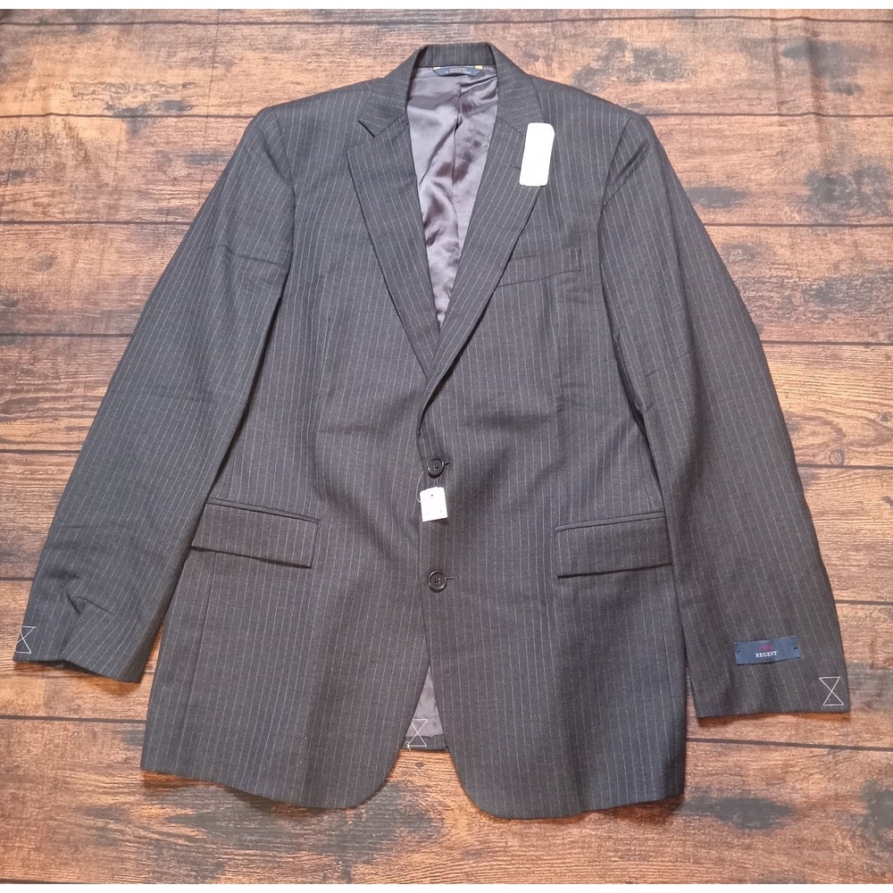 Brooks Brothers 1818 Regent Vitale Barberis Canonico 40L 100% Wool Black Pinstri